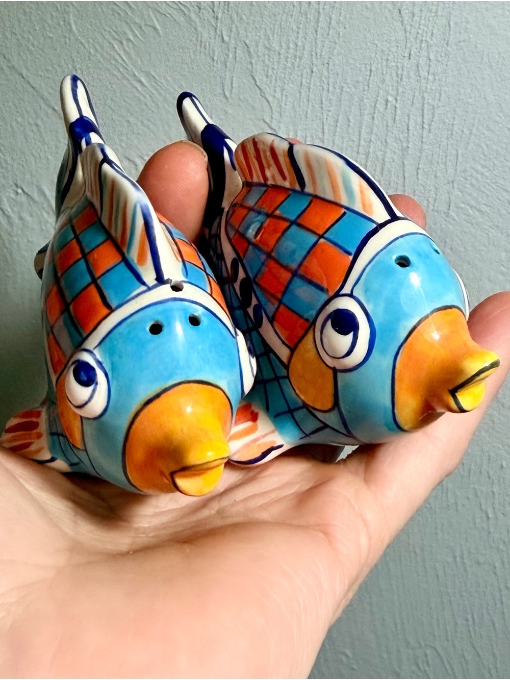 Blue Sky Diane Ceramic Fish Salt & Pepper Shakers – Colorful Tropical Pair - Picture 9 of 10